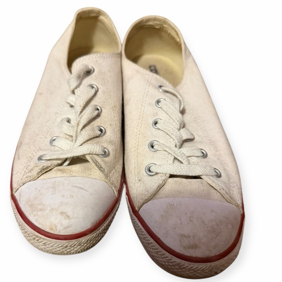 Converse Cream Canvas Sneakers with Red Details - Picture 2 of 4